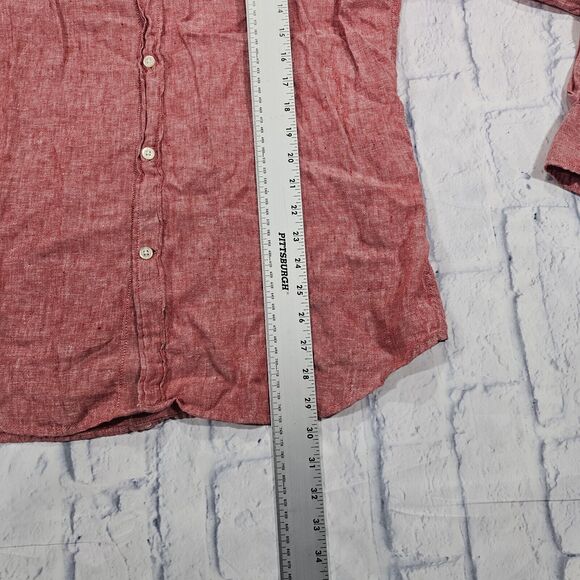 Banana Republic MENS SIZE L Shirt 100% Linen Camden Fit Salmon Long Sleeve - Picture 2 of 10